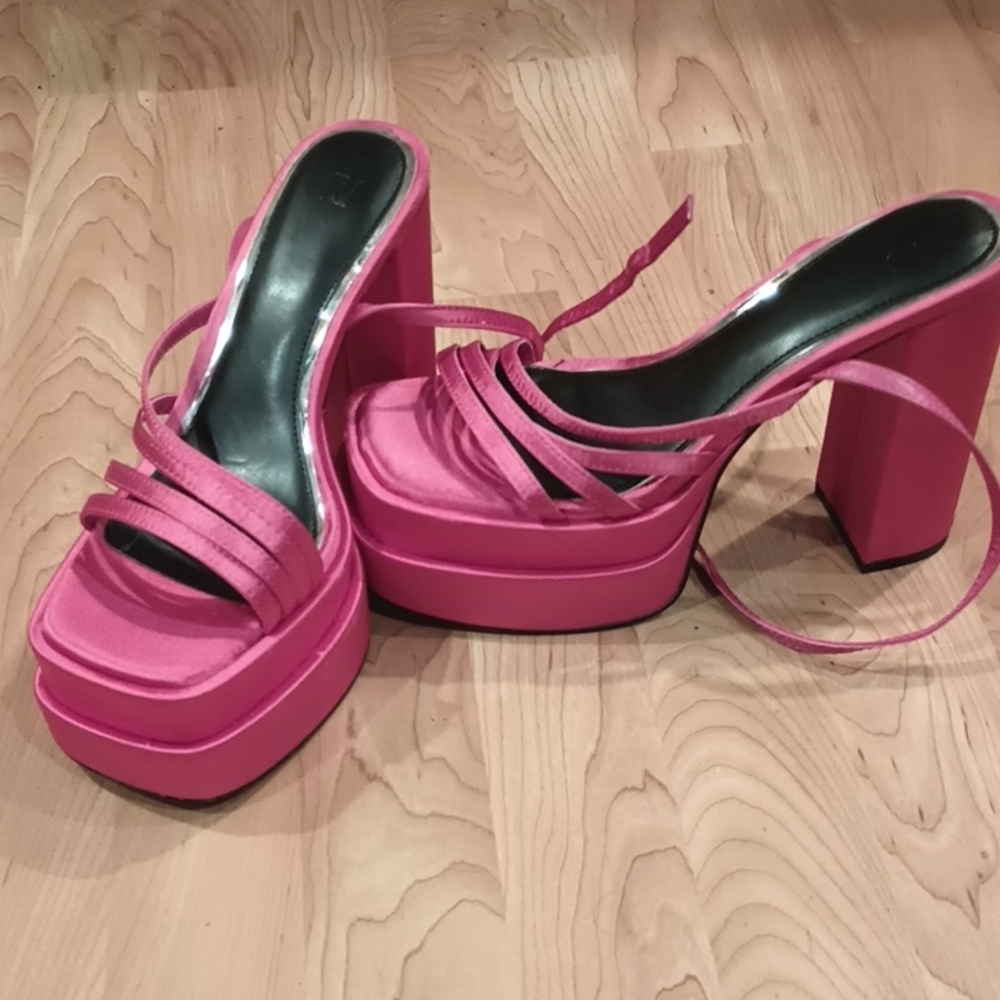 River Island Pink Platform Sandals with Strappy Details